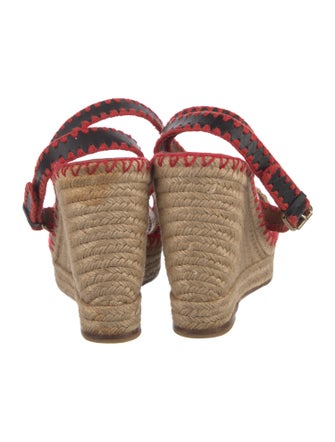 Valentino Leather Whipstitch Trim Espadrilles