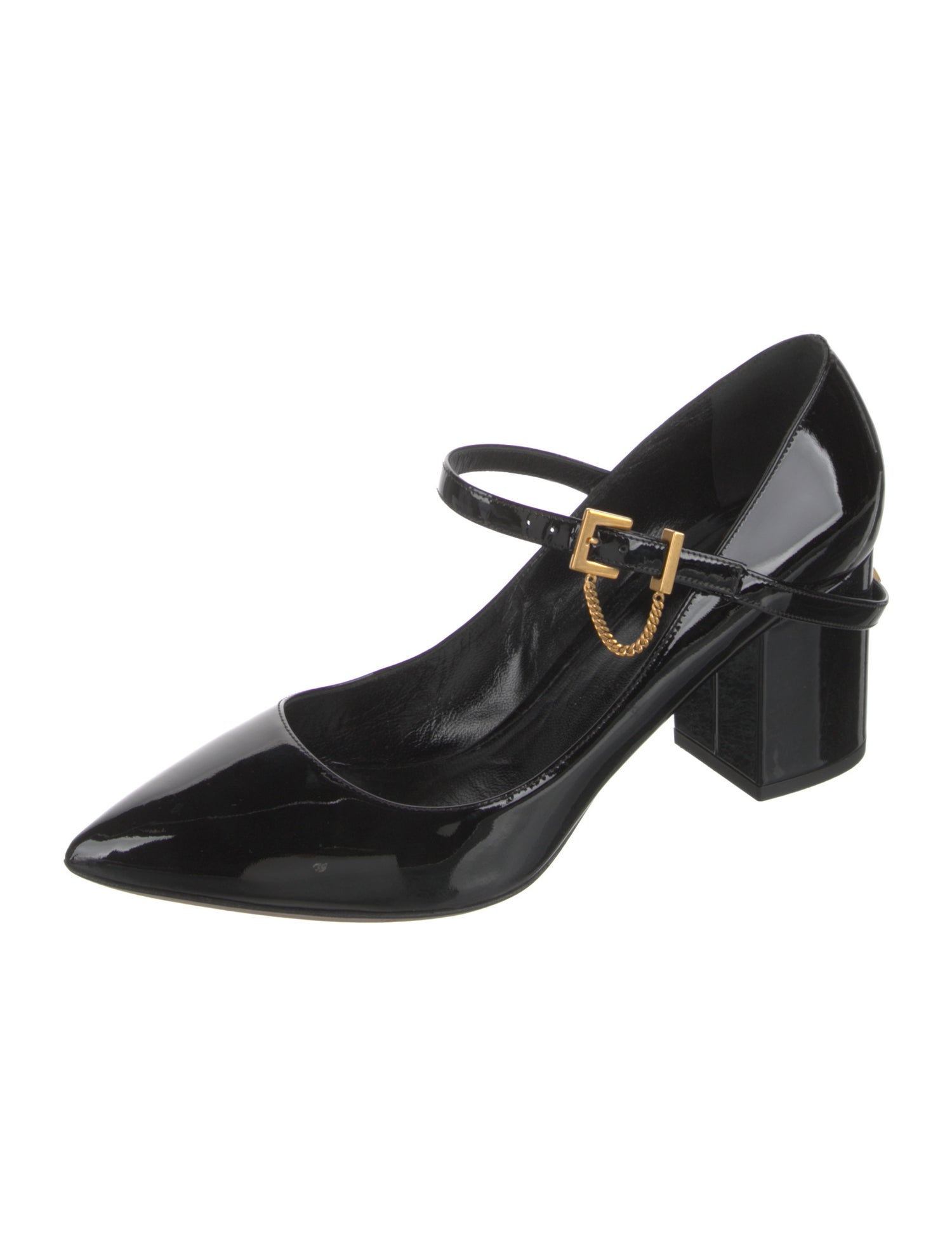 Valentino Patent Leather Chain-Link Accents Pumps