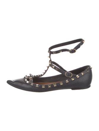 Valentino Rockstud Accents Leather Ballet Flats
