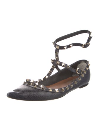 Valentino Rockstud Accents Leather Ballet Flats