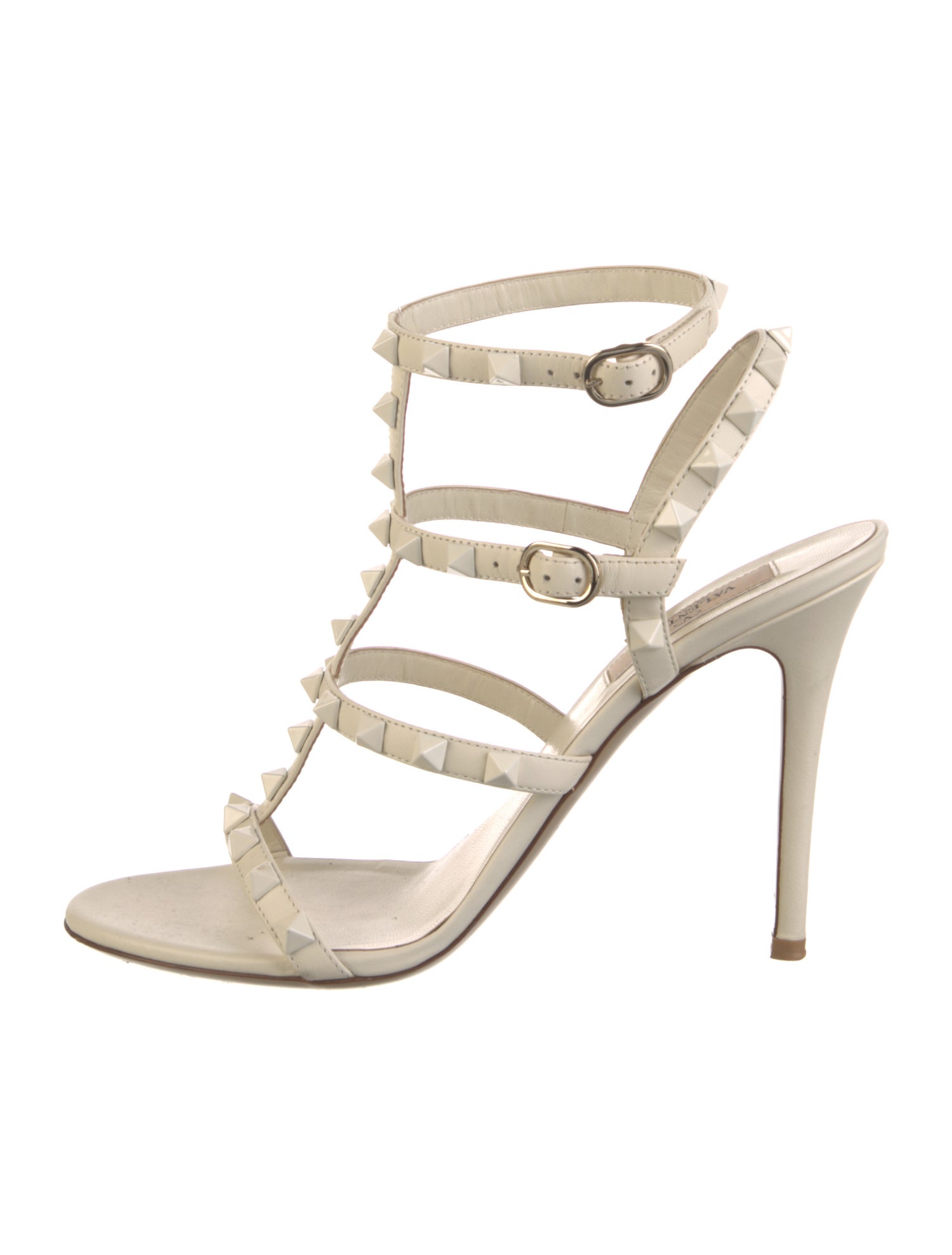 Valentino Rockstud Accents Leather T-Strap Sandals