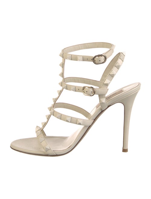 Valentino Rockstud Accents Leather T-Strap Sandals