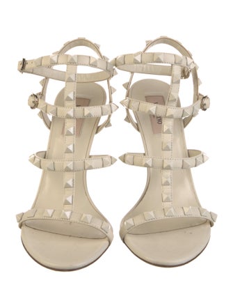 Valentino Rockstud Accents Leather T-Strap Sandals