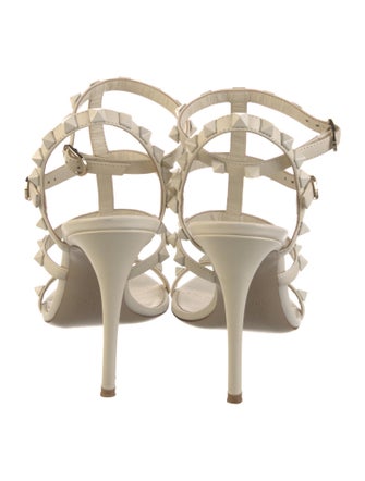 Valentino Rockstud Accents Leather T-Strap Sandals