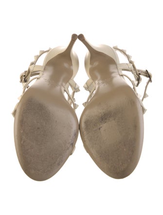 Valentino Rockstud Accents Leather T-Strap Sandals