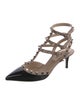 Valentino Rockstud Accents Patent Leather T-Strap Pumps