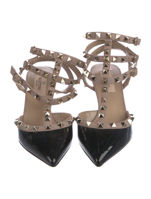 Valentino Rockstud Accents Patent Leather T-Strap Pumps