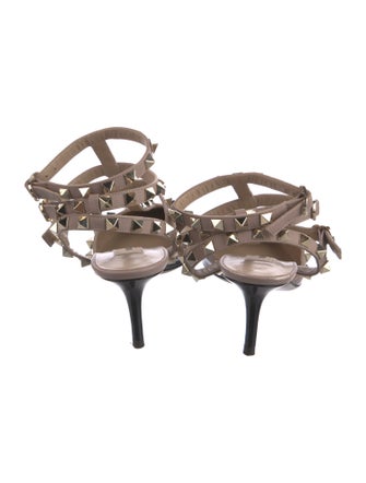 Valentino Rockstud Accents Patent Leather T-Strap Pumps