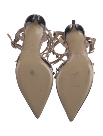 Valentino Rockstud Accents Patent Leather T-Strap Pumps