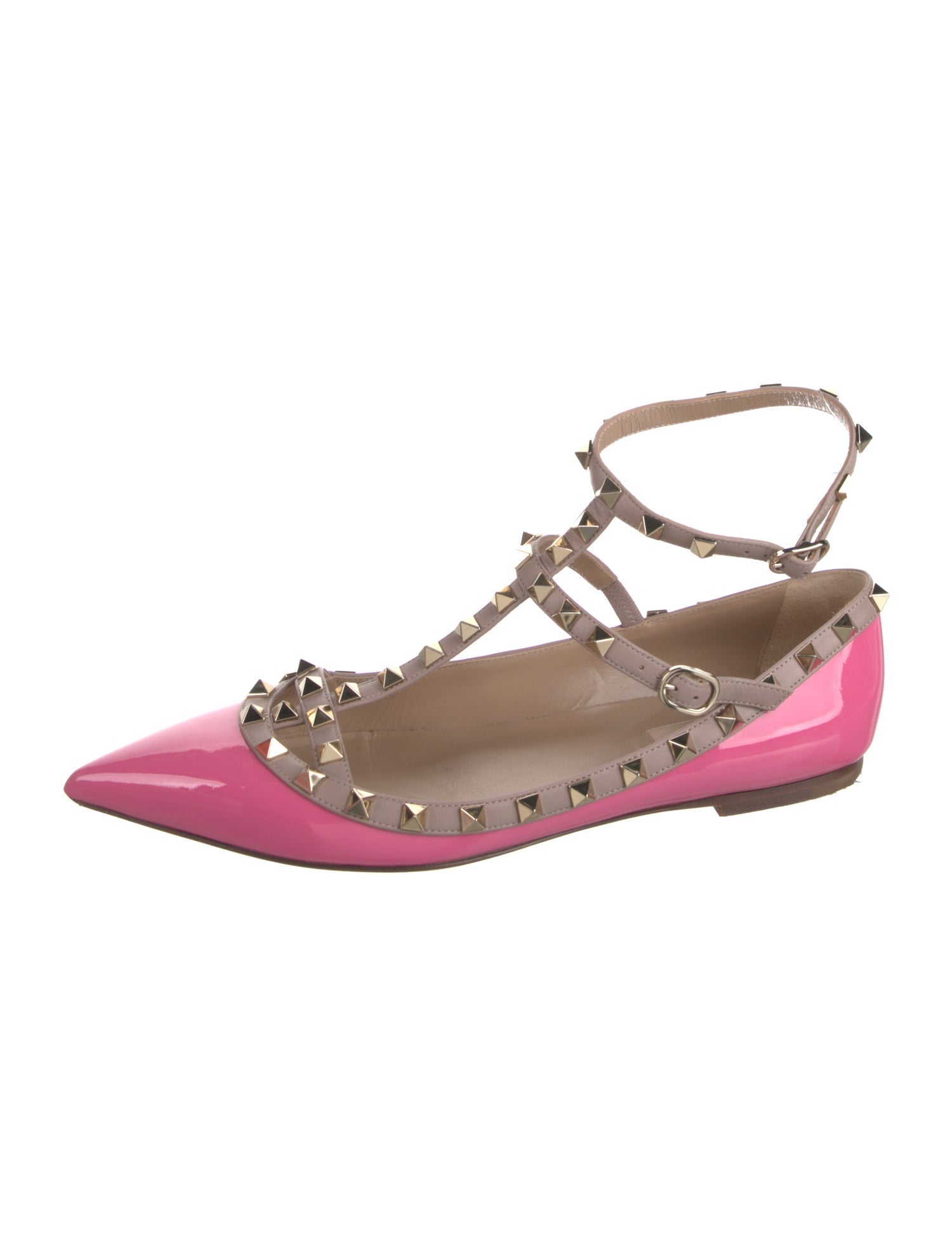 Valentino Rockstud Accents Patent Leather Ballet Flats