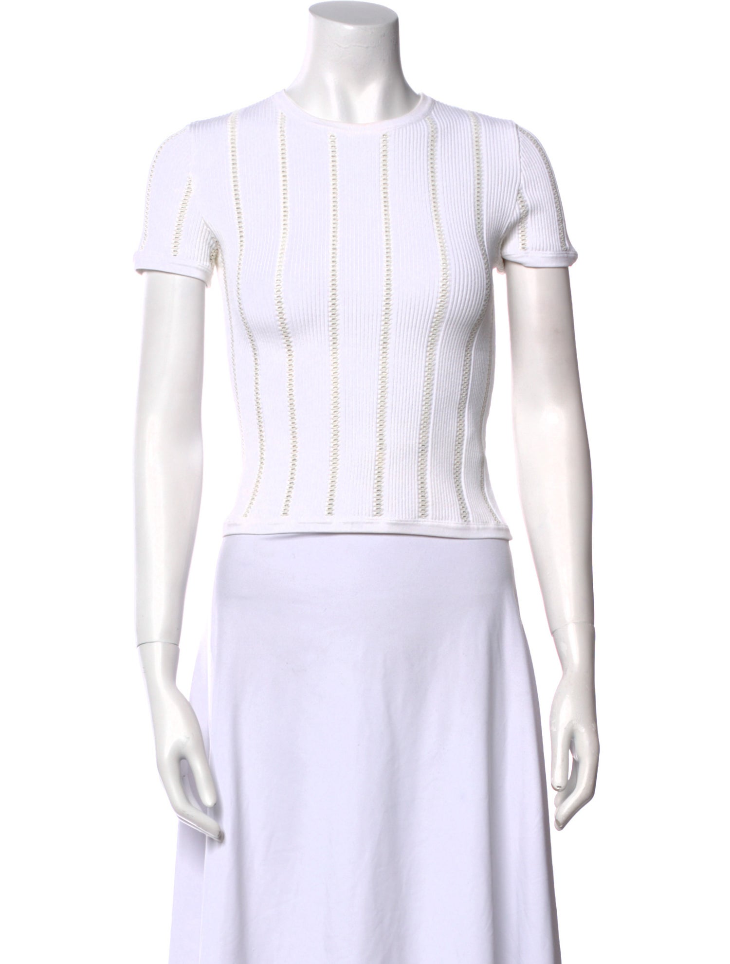 Valentino Striped Crew Neck Crop Top