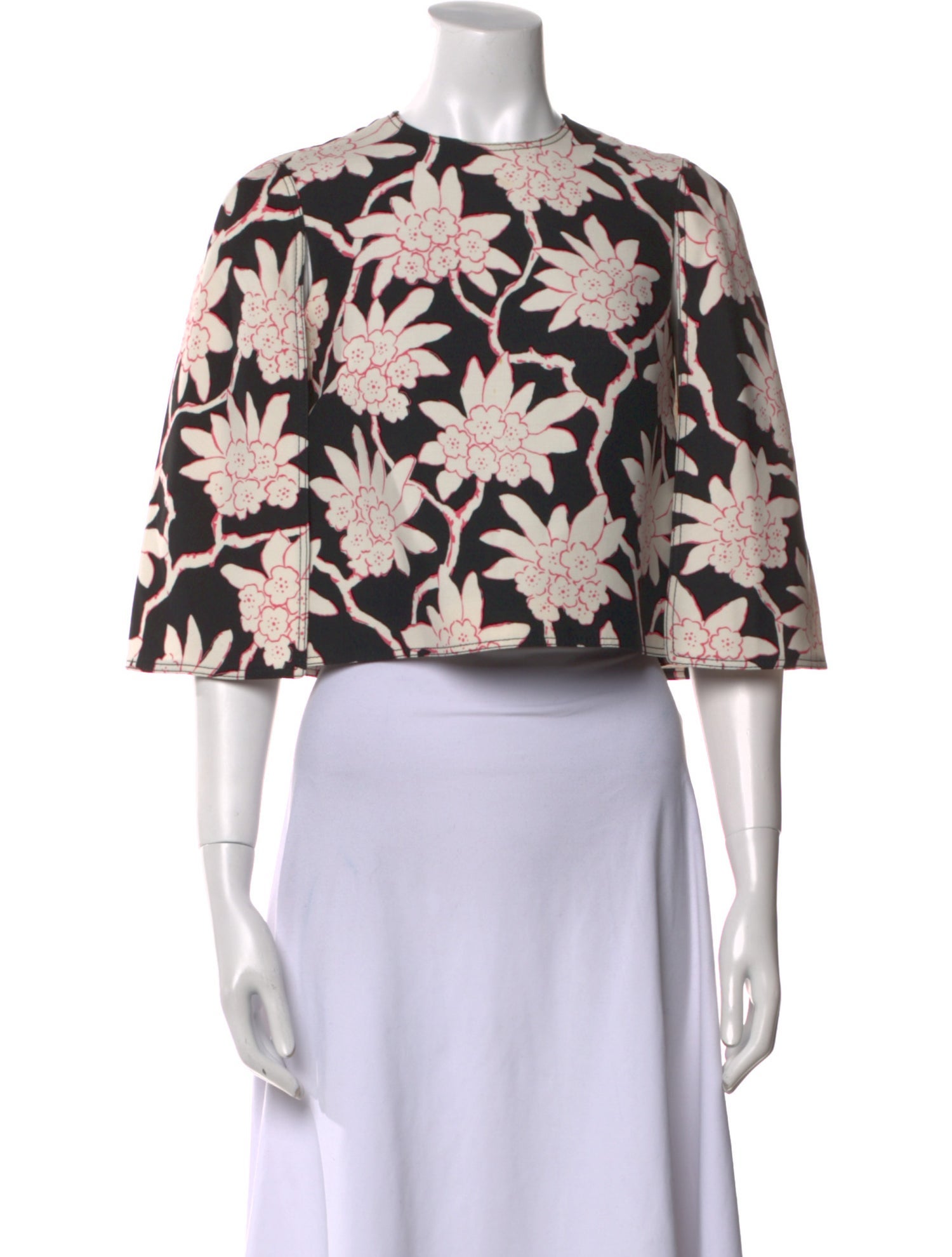 Valentino Virgin Wool Floral Print Crop Top