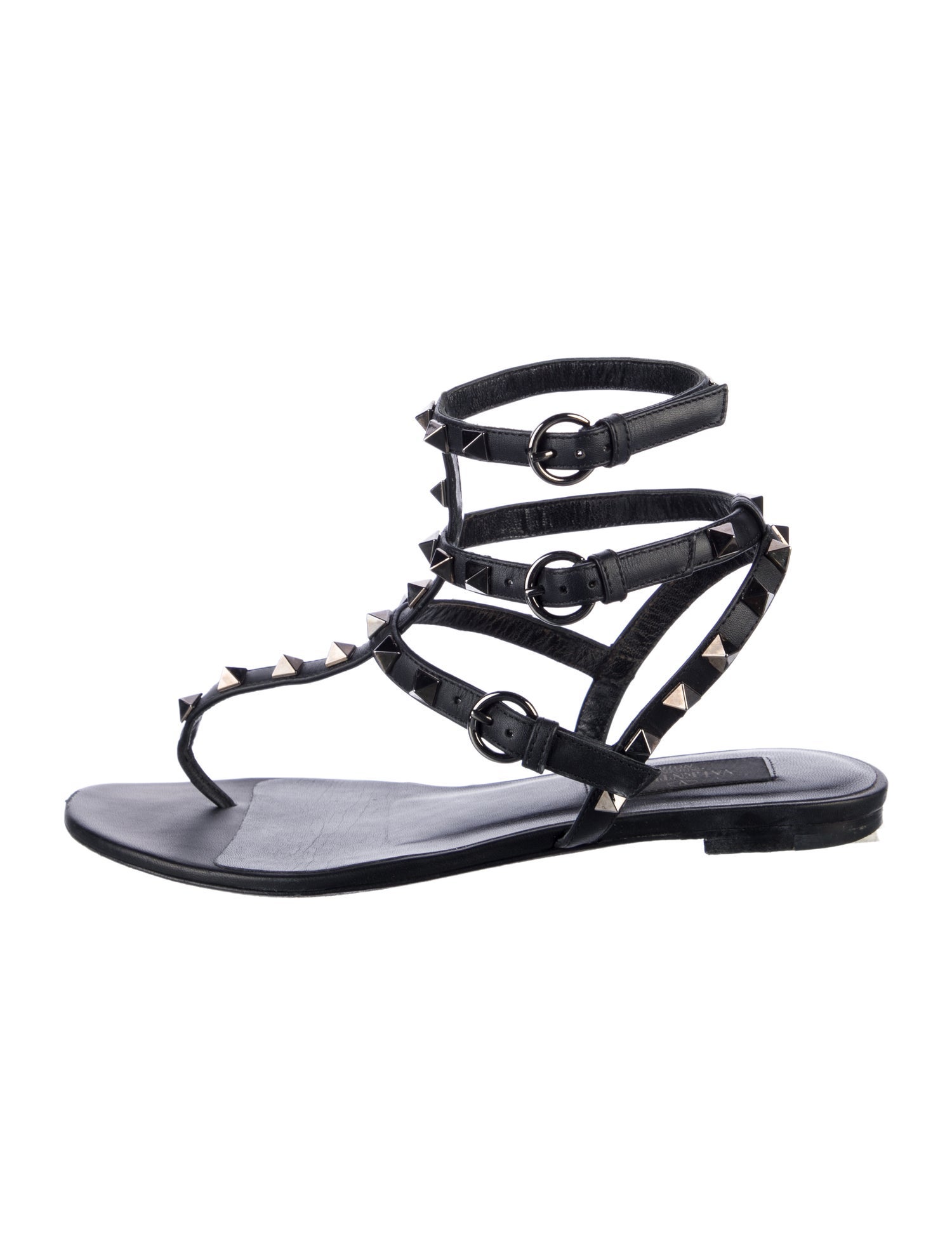 Valentino Rockstud Accents Leather Gladiator Sandals