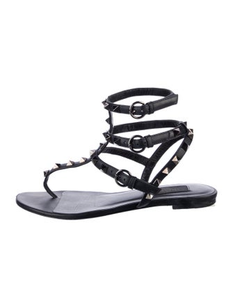 Valentino Rockstud Accents Leather Gladiator Sandals