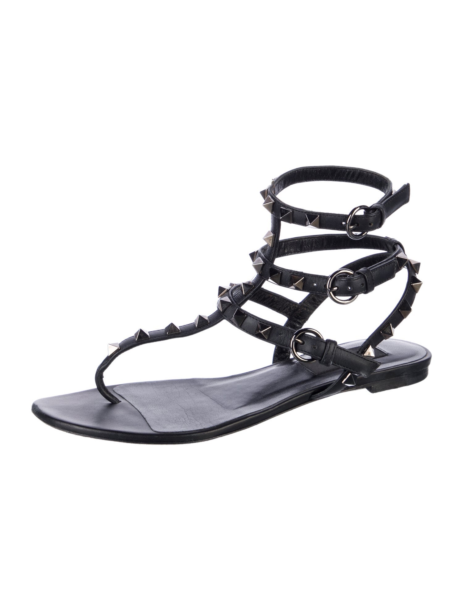 Valentino Rockstud Accents Leather Gladiator Sandals