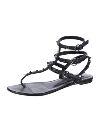 Valentino Rockstud Accents Leather Gladiator Sandals