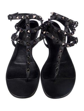 Valentino Rockstud Accents Leather Gladiator Sandals