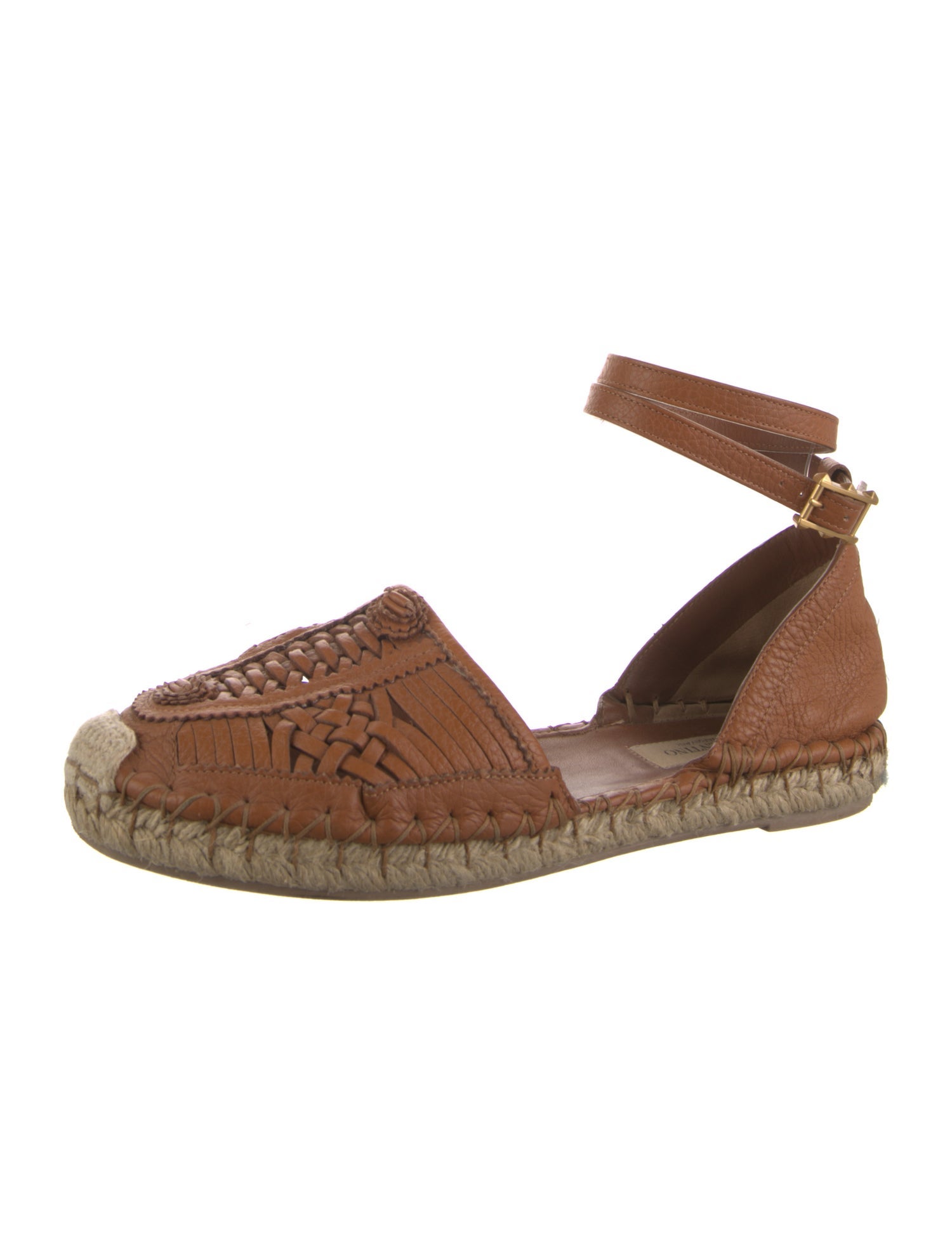 Valentino Leather Studded Accents Espadrilles