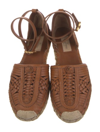 Valentino Leather Studded Accents Espadrilles