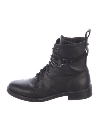 Valentino Rockstud Accents Leather Combat Boots