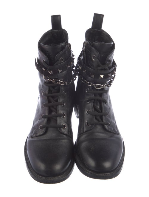 Valentino Rockstud Accents Leather Combat Boots