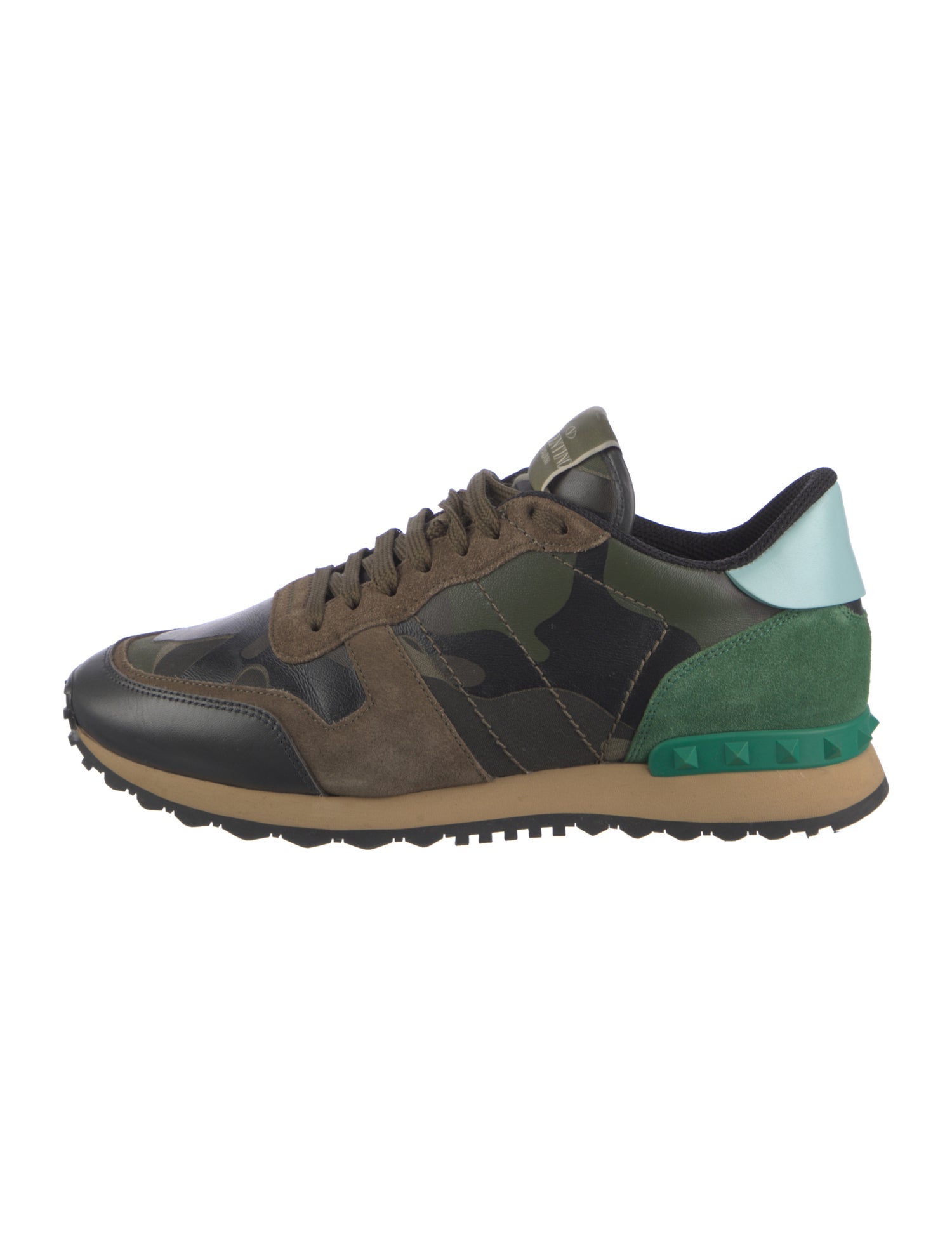 Valentino Rockstud Accents Leather Athletic Sneakers