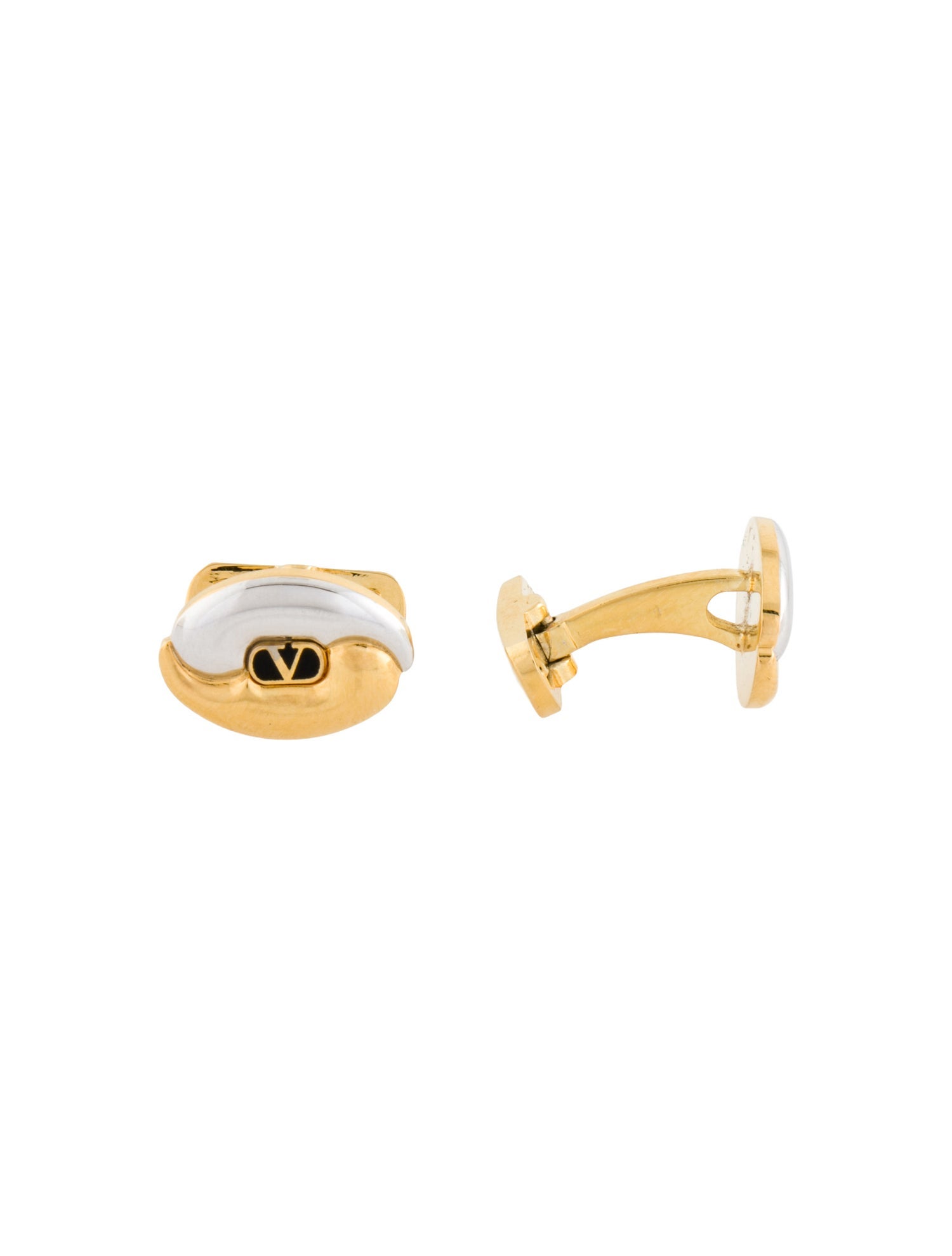 Valentino Vintage Enamel Two-Tone Logo Cufflinks