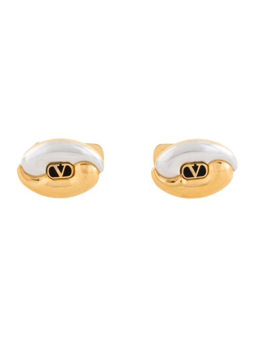 Valentino Vintage Enamel Two-Tone Logo Cufflinks