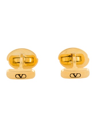 Valentino Vintage Enamel Two-Tone Logo Cufflinks