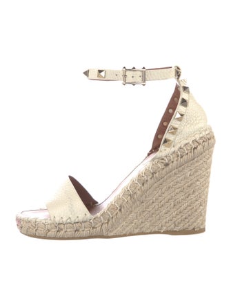 Valentino Rockstud Accents Leather Espadrilles