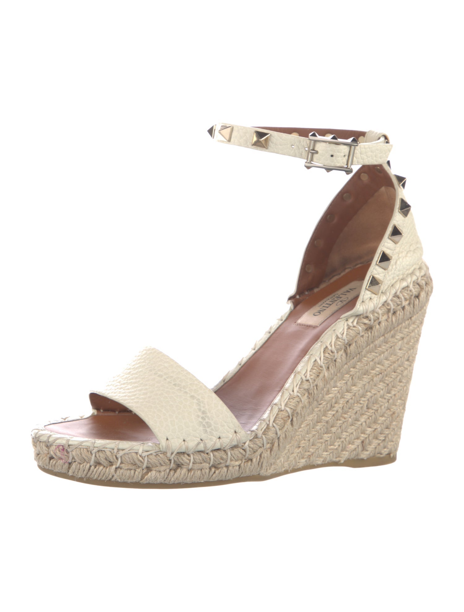 Valentino Rockstud Accents Leather Espadrilles