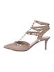 Valentino Rockstud Accents Leather T-Strap Pumps