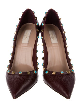 Valentino Rockstud Accents Leather Pumps