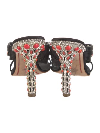 Valentino Satin Crystal Embellishments Slides