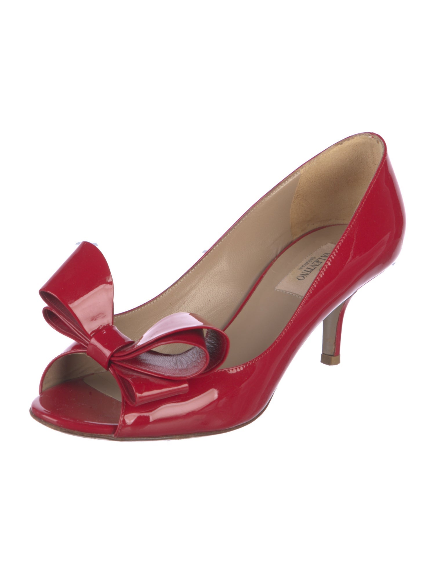 Valentino Patent Leather Bow Accents Pumps
