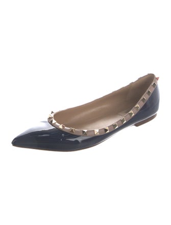 Valentino Rockstud Accents Patent Leather Ballet Flats