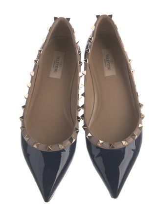 Valentino Rockstud Accents Patent Leather Ballet Flats