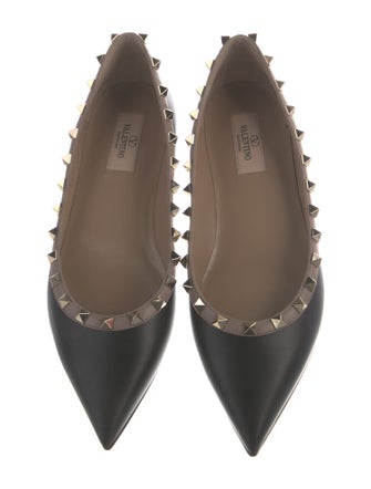 Valentino Rockstud Accents Leather Ballet Flats