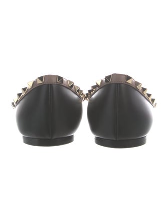 Valentino Rockstud Accents Leather Ballet Flats