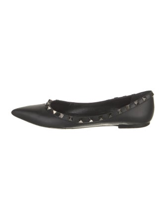 Valentino Rockstud Accents Leather Ballet Flats