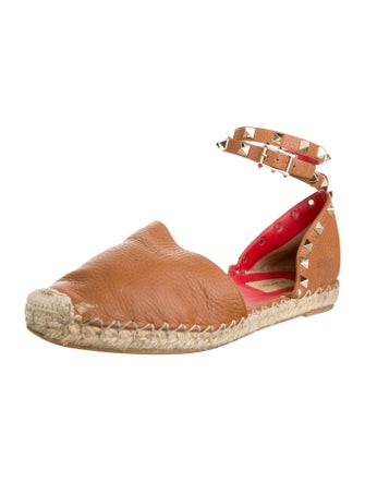 Valentino Rockstud Accents Leather Espadrilles