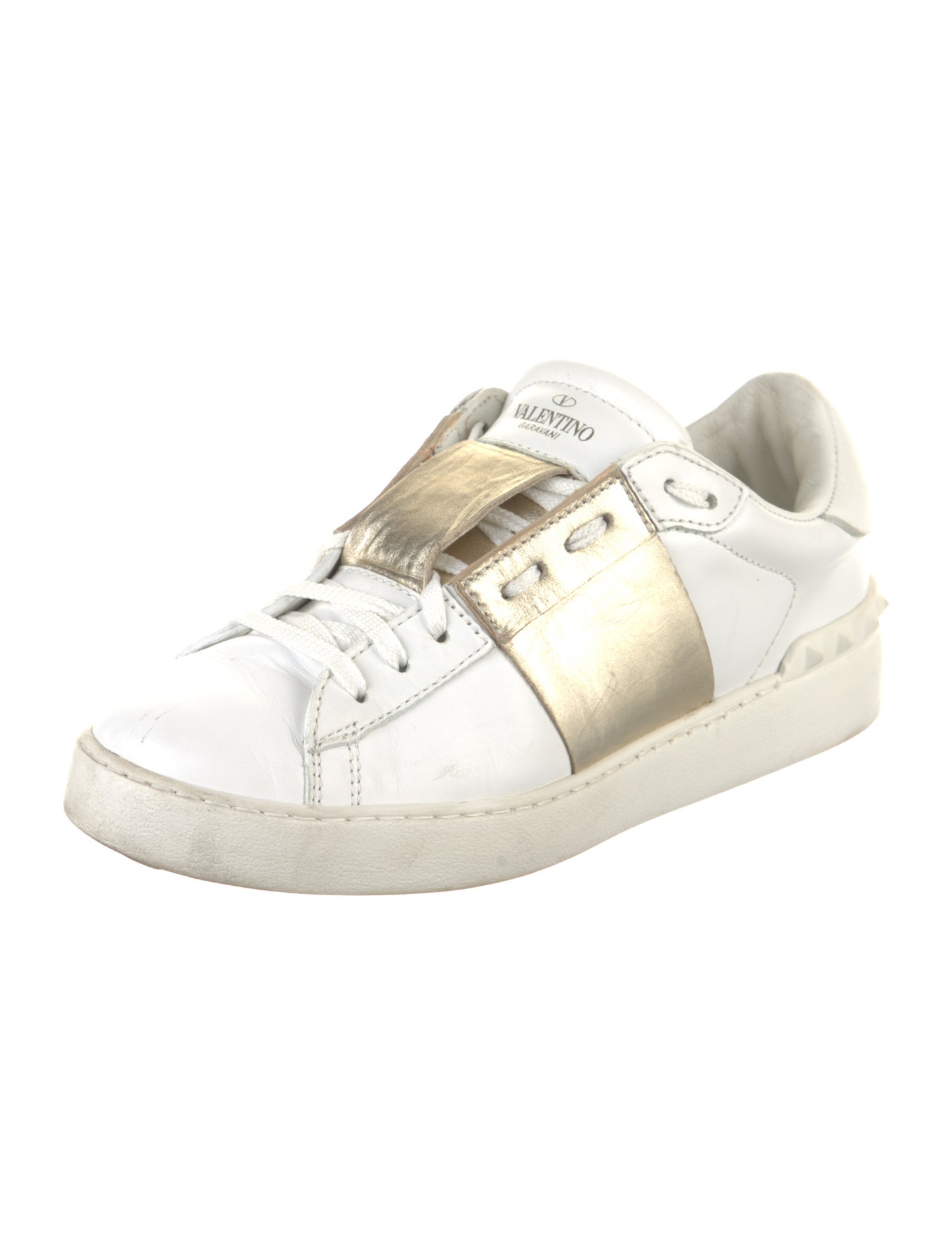 Valentino Rockstud Accents Leather Sneakers
