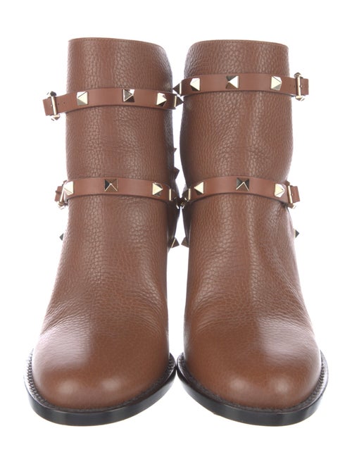 Valentino Rockstud Accents Leather Moto Boots