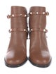 Valentino Rockstud Accents Leather Moto Boots