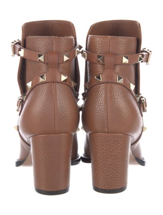 Valentino Rockstud Accents Leather Moto Boots
