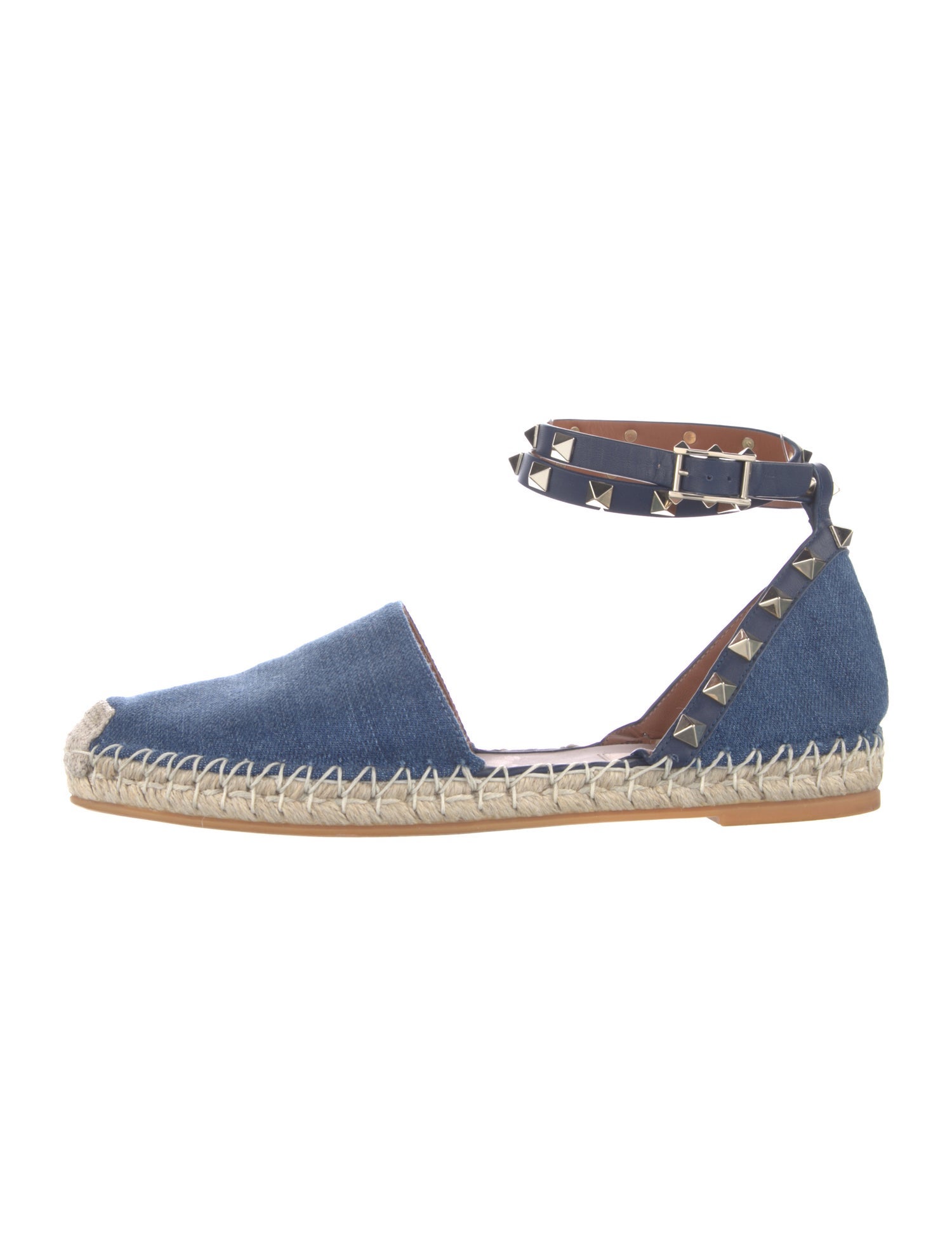 Valentino Rockstud Accents Denim Espadrilles