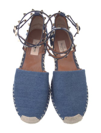 Valentino Rockstud Accents Denim Espadrilles