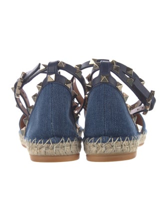 Valentino Rockstud Accents Denim Espadrilles
