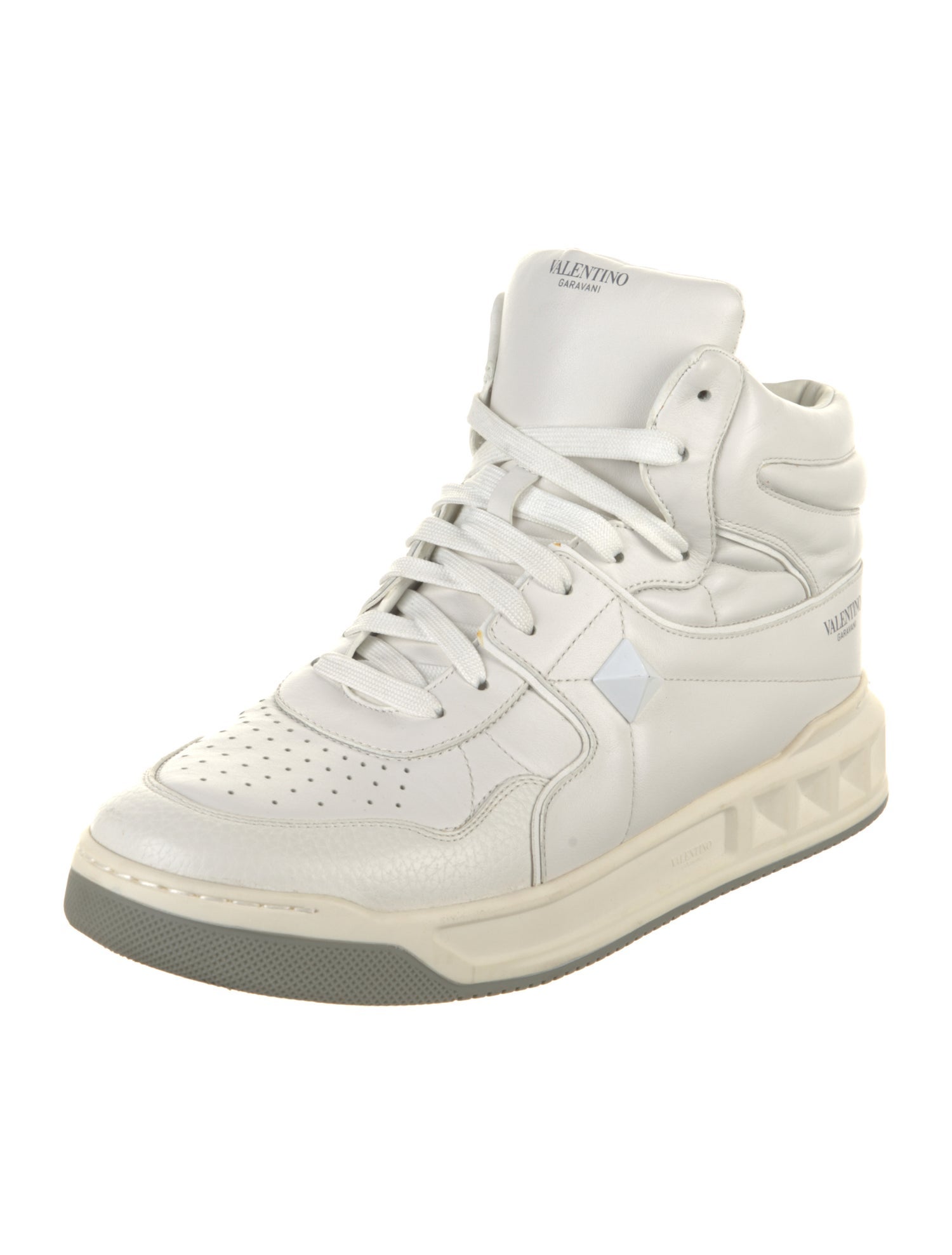 Valentino Rockstud Accents Leather Sneakers