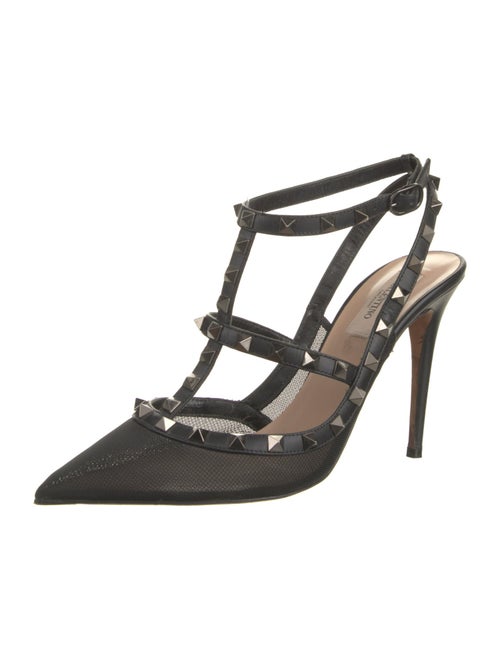 Valentino Rockstud Accents Leather T-Strap Pumps